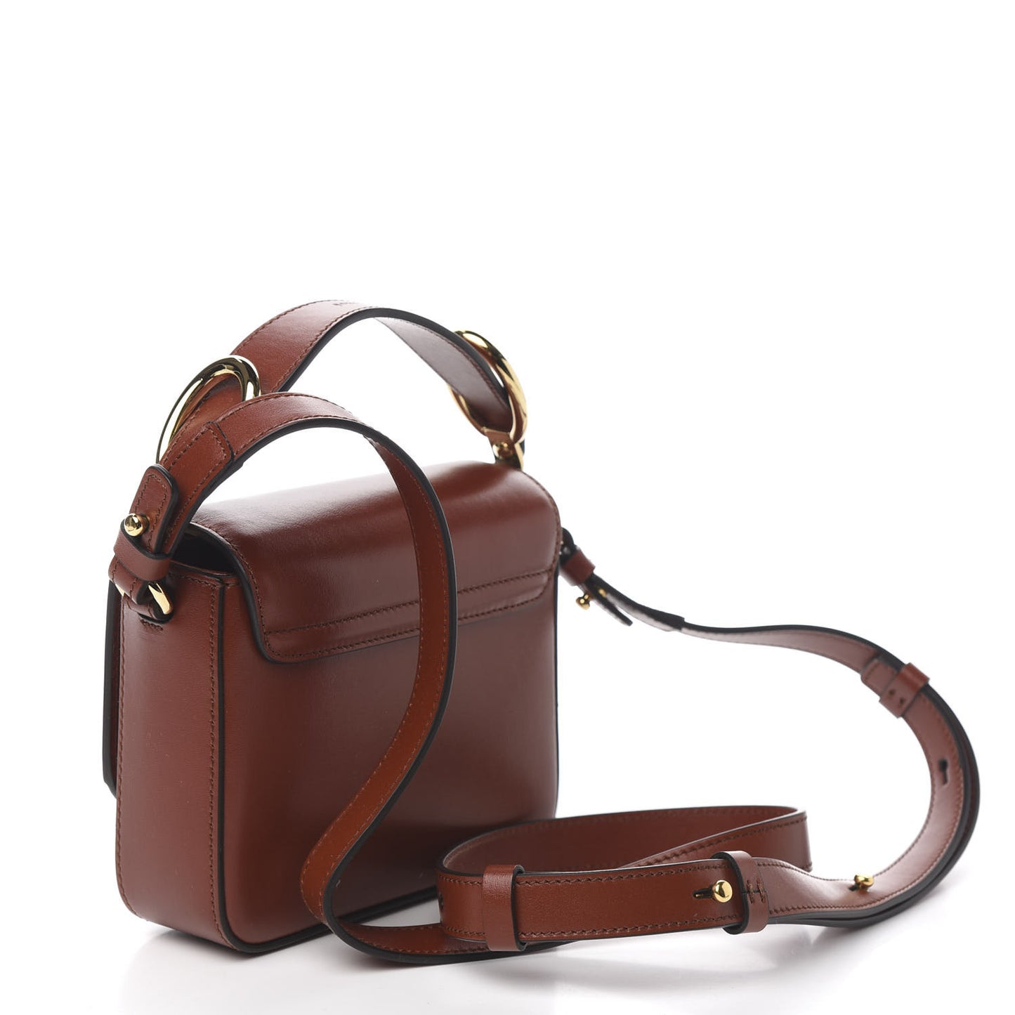 Shiny Calfskin Suede Mini C Bag Sepia Brown