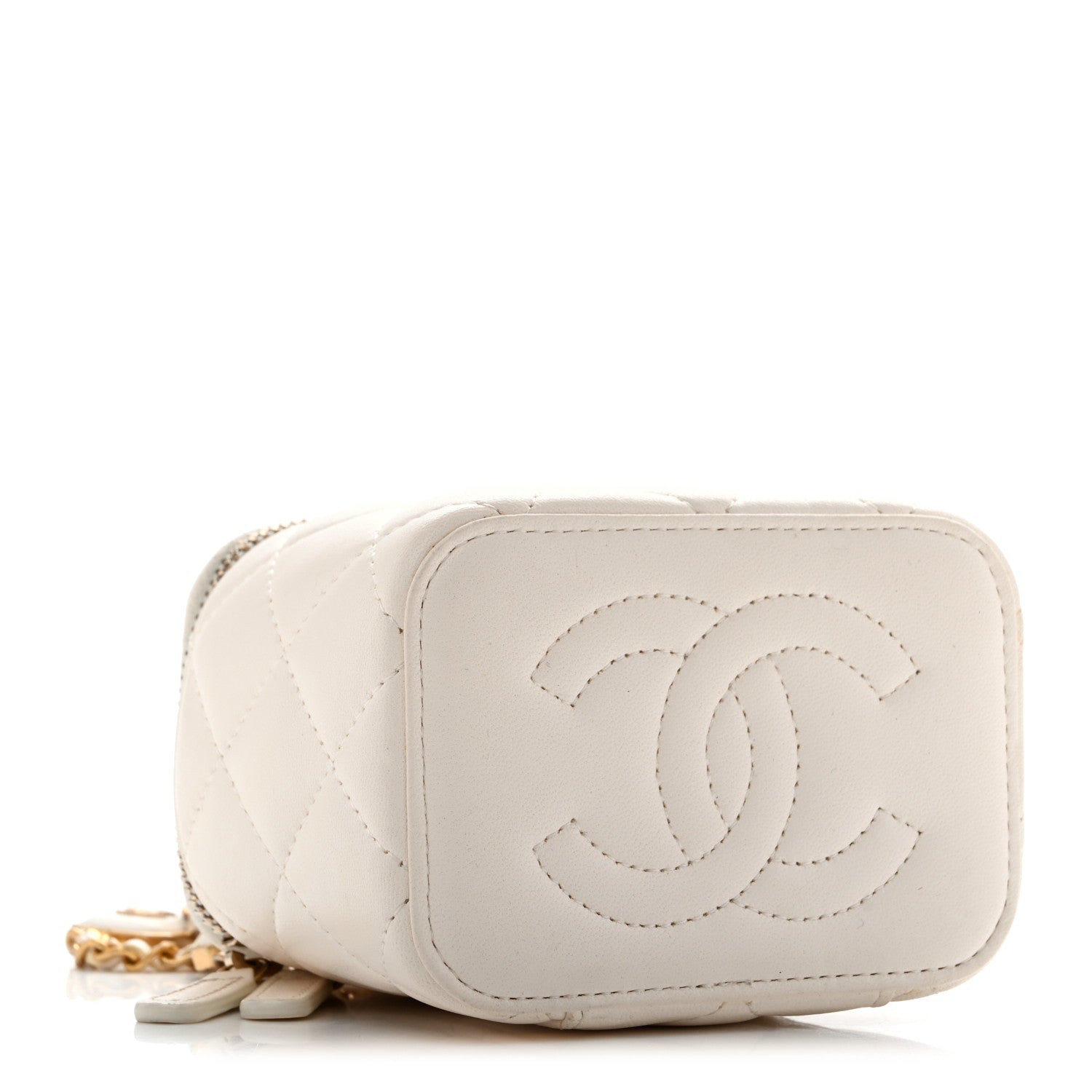 Chanel Lambskin Quilted Mini Vanity Case With Chain White 3 of 15