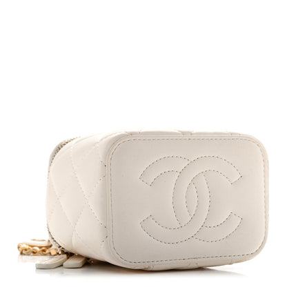 Chanel Lambskin Quilted Mini Vanity Case With Chain White 3 of 15