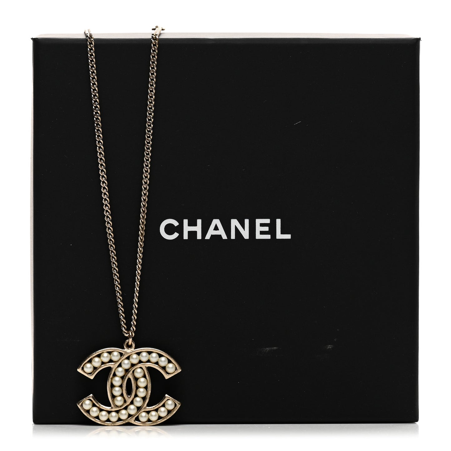 Pearl CC Pendant Necklace Gold