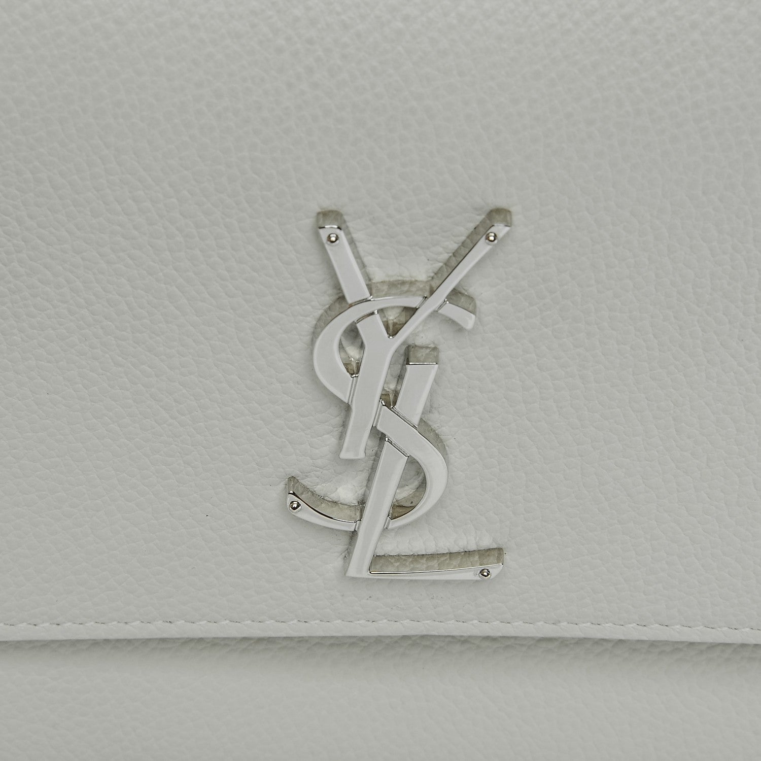 Saint Laurent Grained Calfskin Medium Monogram Sunset Dove White 3 of 9