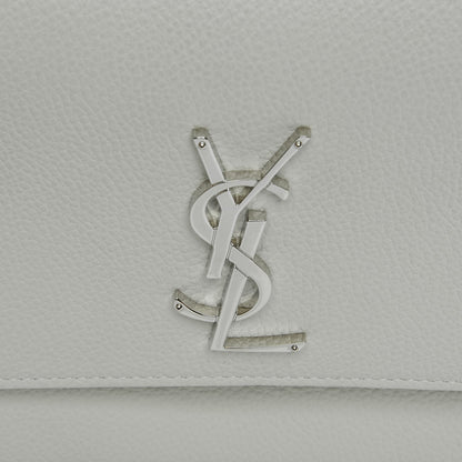 Saint Laurent Grained Calfskin Medium Monogram Sunset Dove White 3 of 9