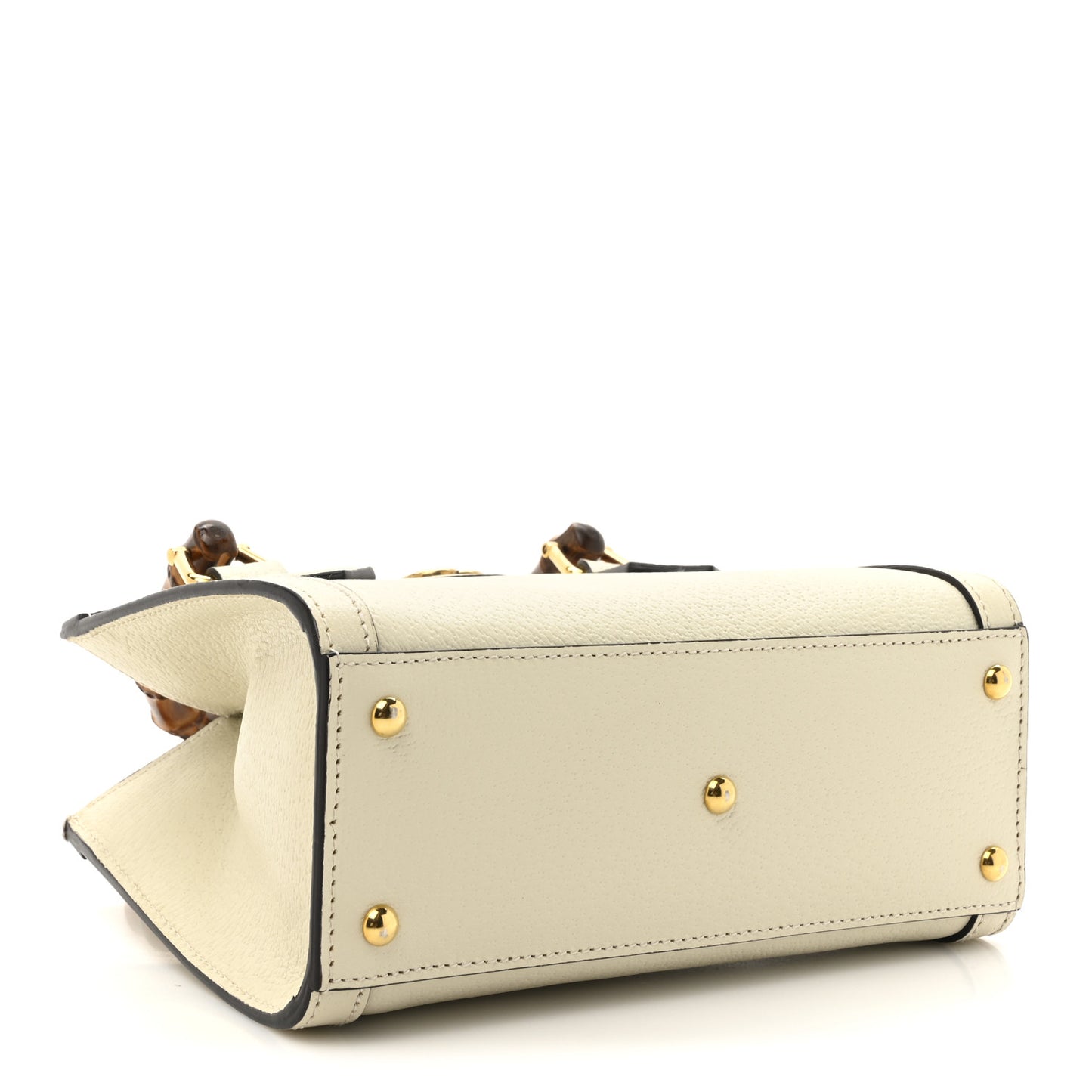 Textured Calfskin Web Mini Diana Tote Bag Mystic White