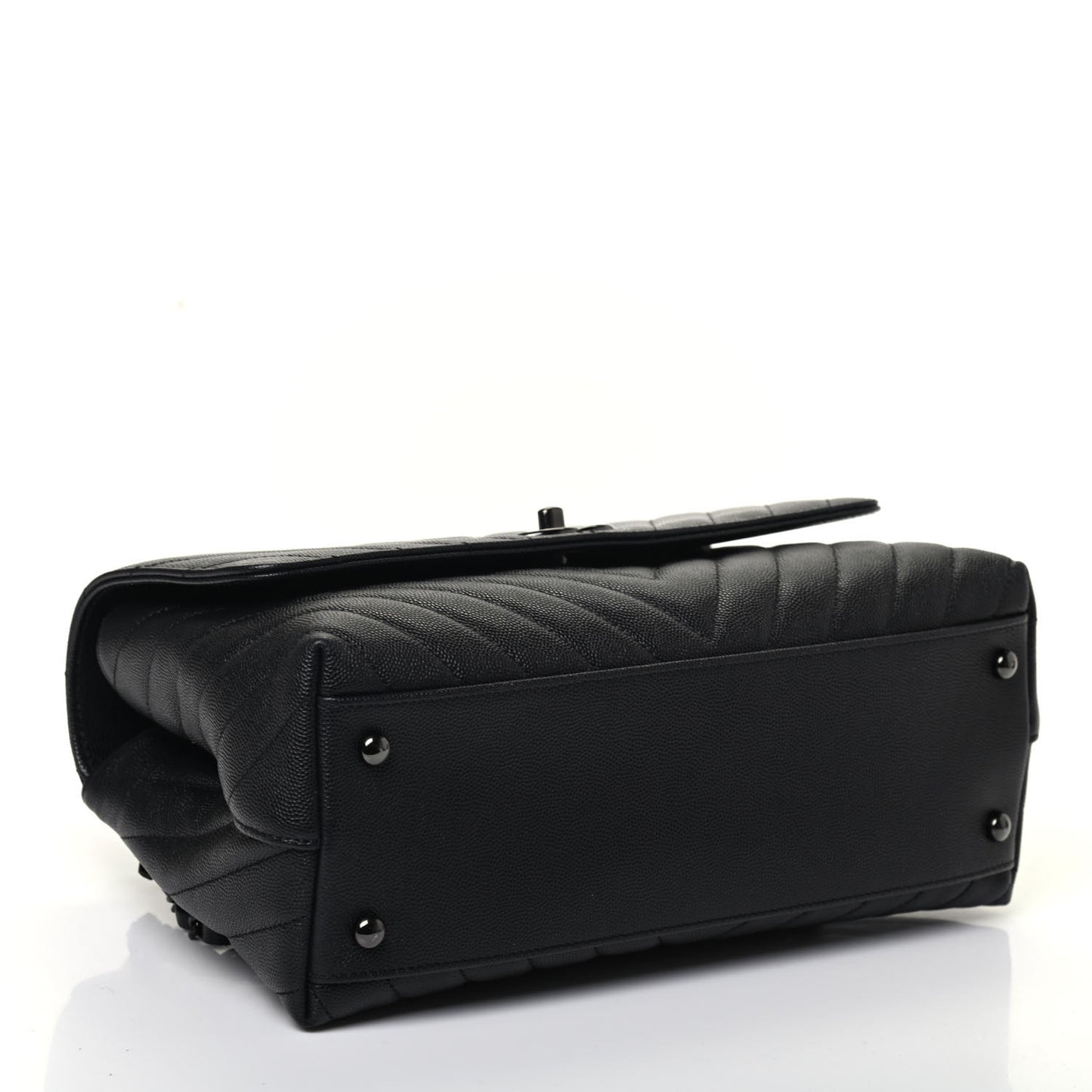 Caviar Chevron Quilted Small Coco Handle Flap So Black