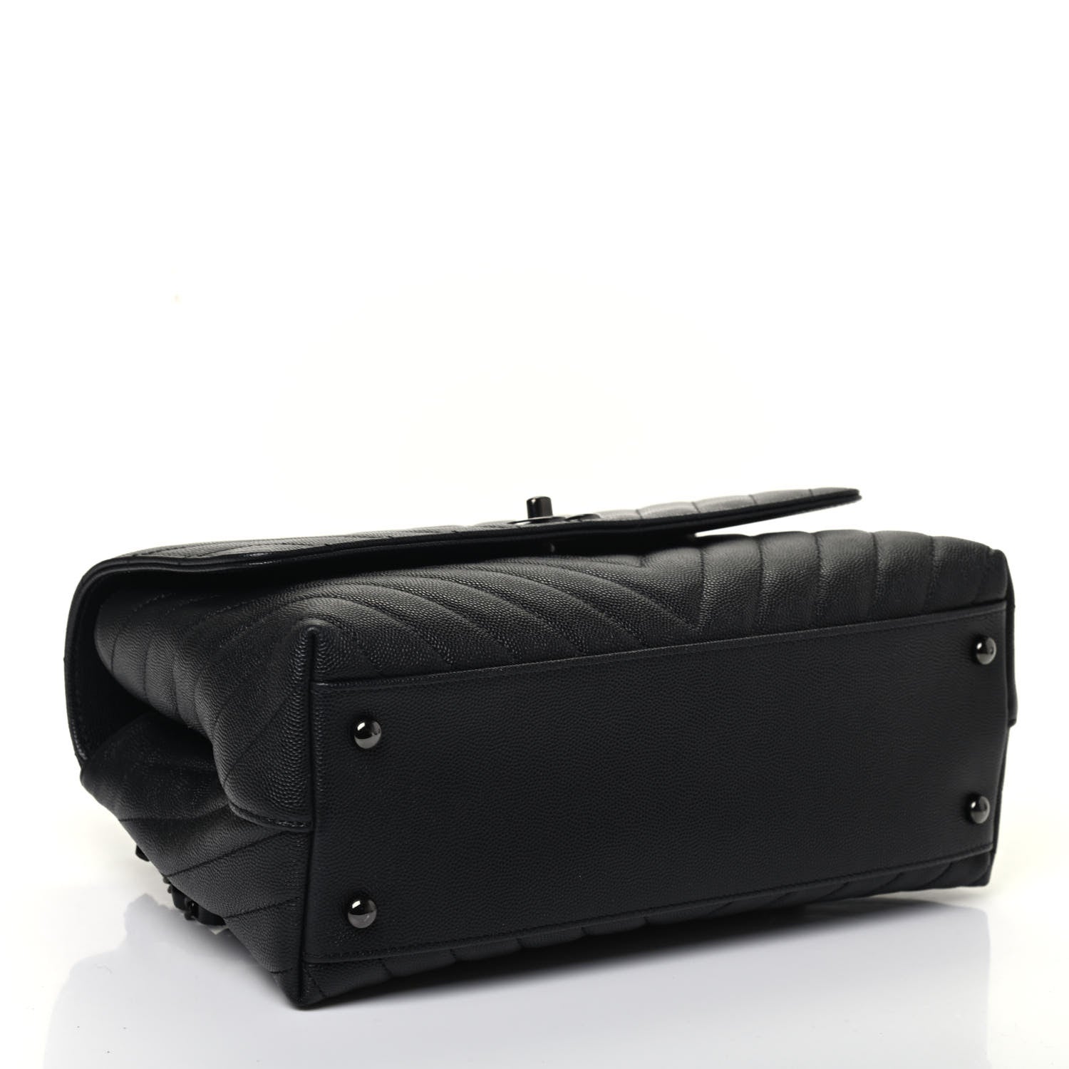 Chanel Caviar Chevron Quilted Small Coco Handle Flap So Black 3 of 4