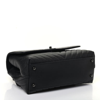 Chanel Caviar Chevron Quilted Small Coco Handle Flap So Black 3 of 4