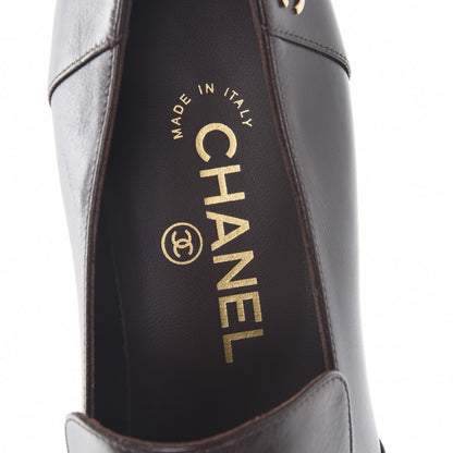 Chanel Glazed Calfskin CC Loafers 39 Dark Brown 8 of 11