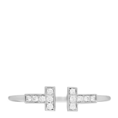 Tiffany 18K White Gold Diamond T Wire Ring 62 10 1 of 6