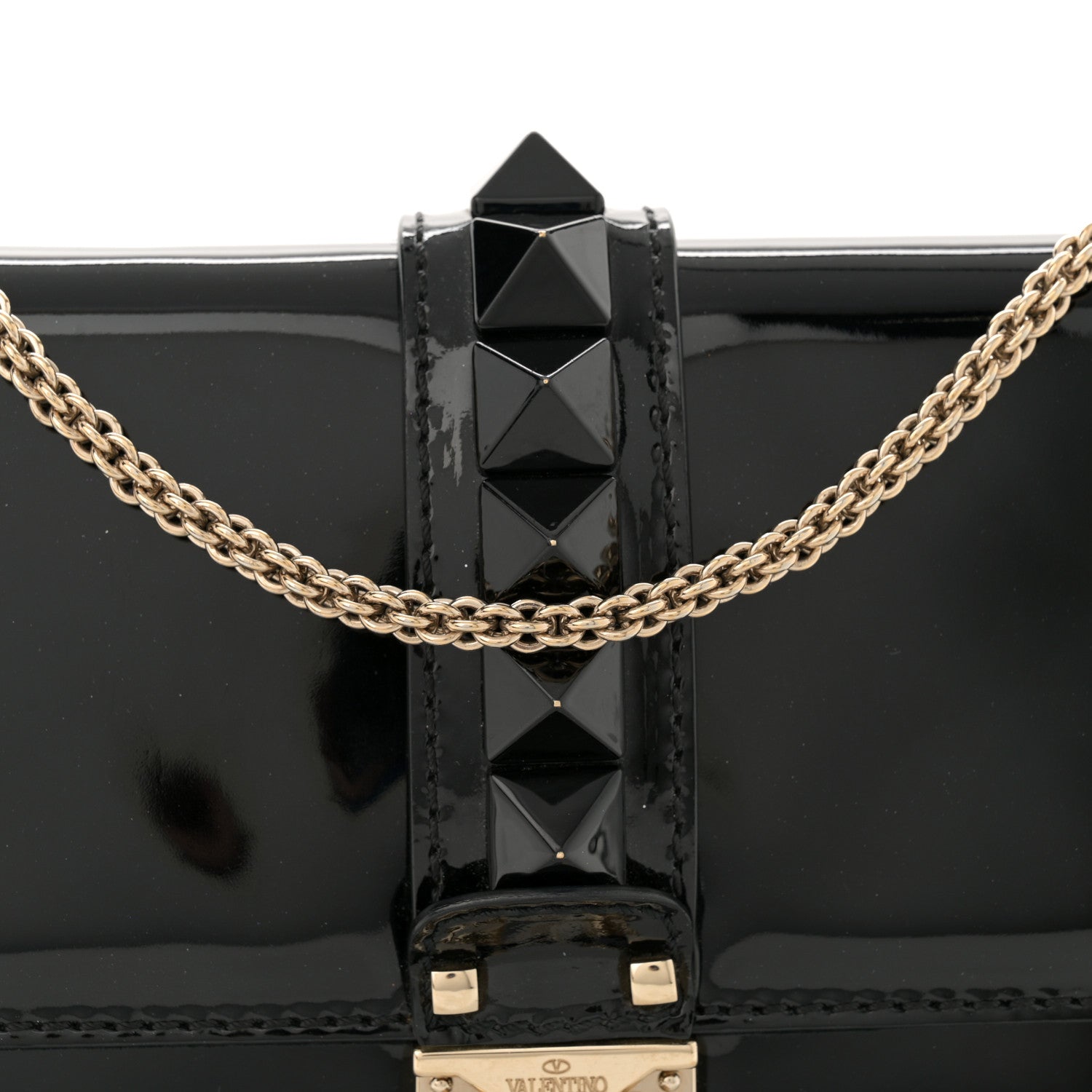 Valentino Garavani Patent Medium Glam Lock Rockstud Flap Black 8 of 12