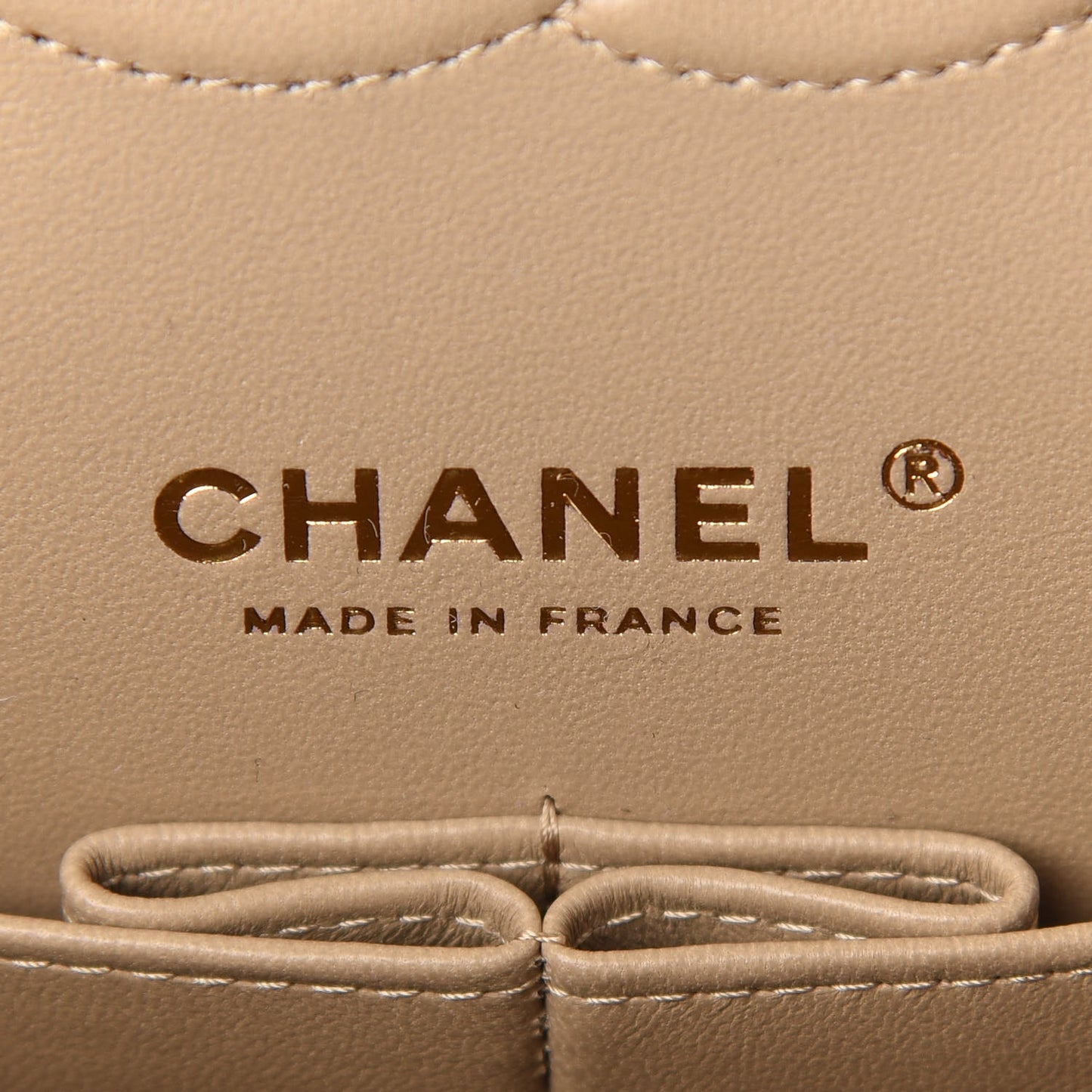 Iridescent Caviar Quilted Medium Double Flap Dark Beige