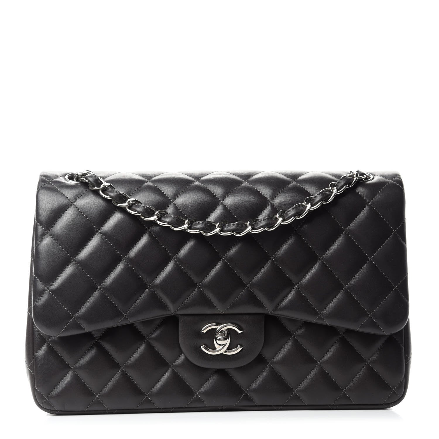 Chanel Lambskin Quilted Jumbo Double Flap Dark Grey 1 of 12