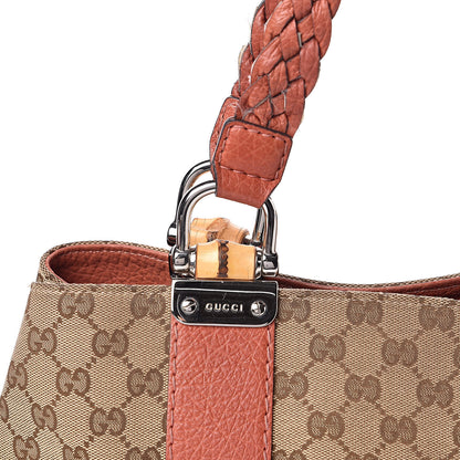 Gucci Monogram Medium Bamboo Bar Tote Coral 12 of 12
