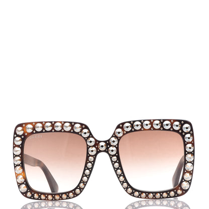 Gucci Acetate Crystal Oversize Sunglasses GG0148S Tortoise 2 of 6