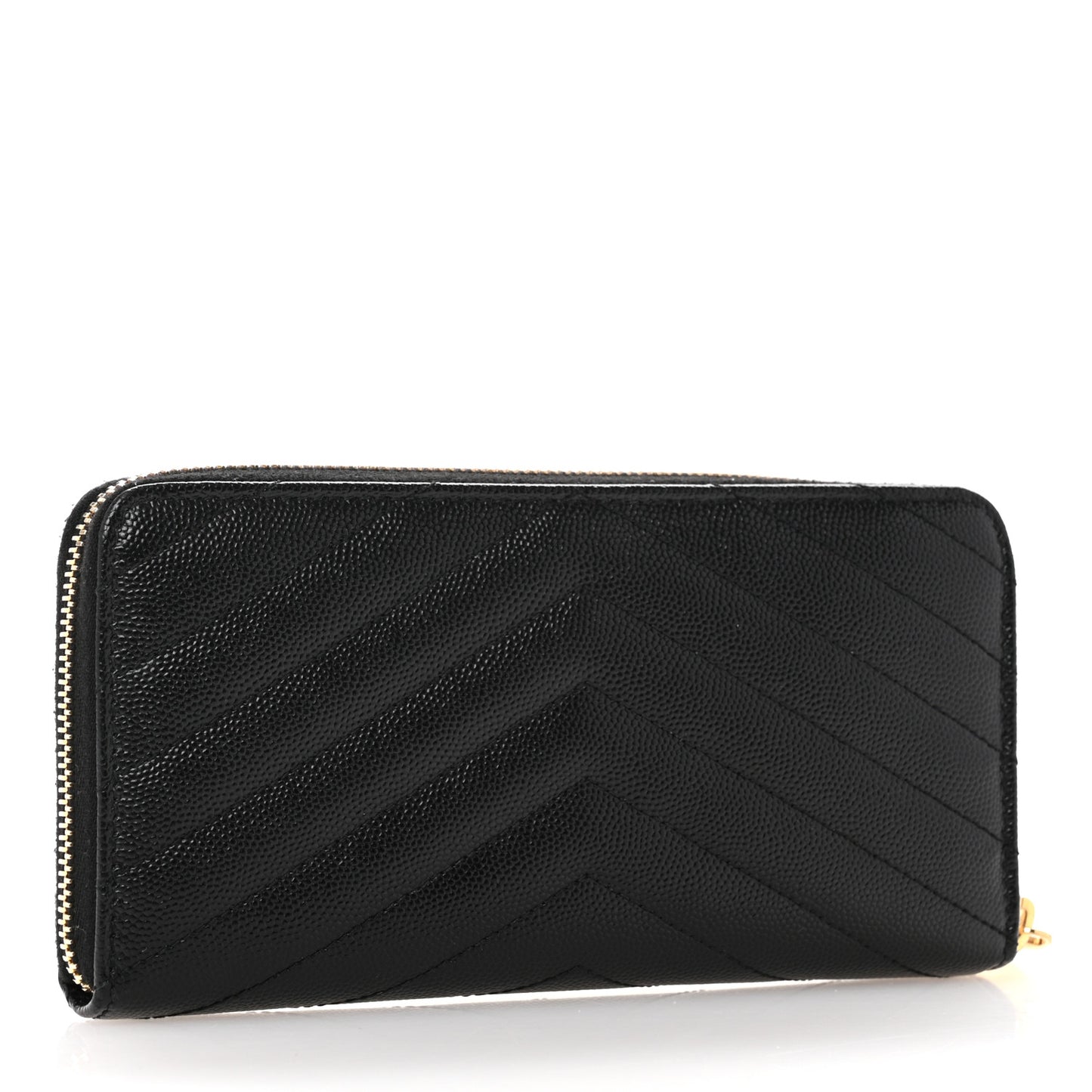 Grain De Poudre Matelasse Chevron Monogram Zip Around Wallet Black