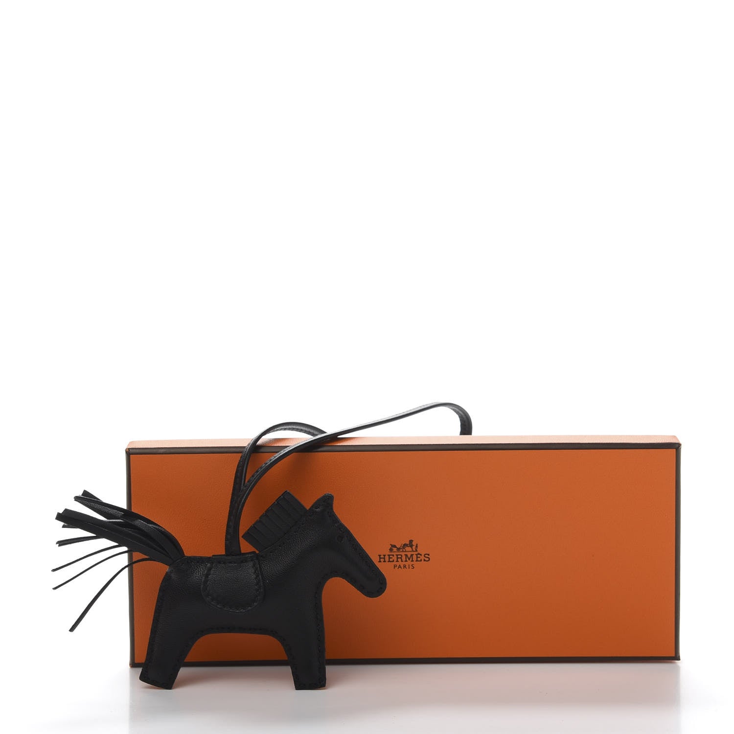 Hermes Milo Lambskin Grigri Rodeo Horse Bag Charm PM So Black 5 of 5