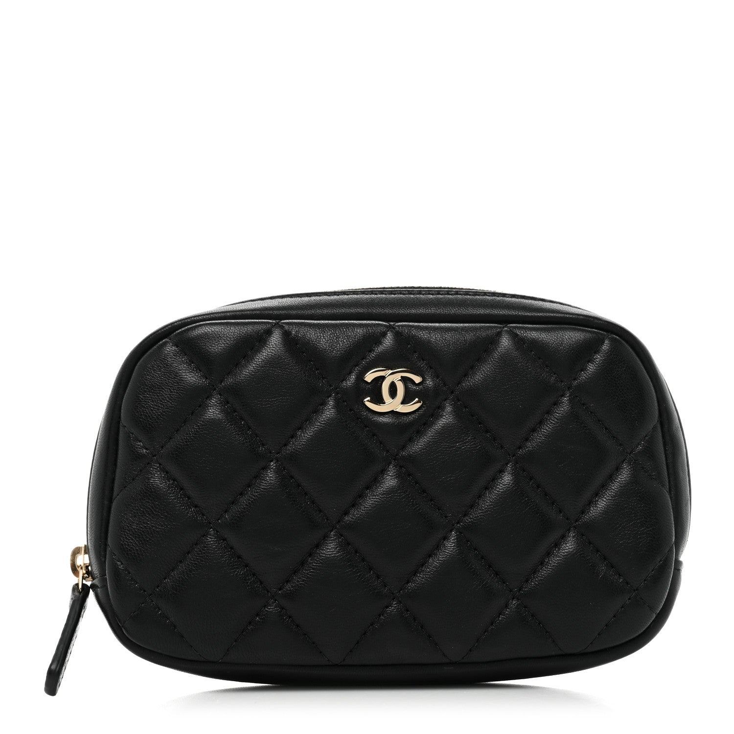 Chanel Lambskin Quilted Small Curvy Pouch Cosmetic Case Black 1 of 10