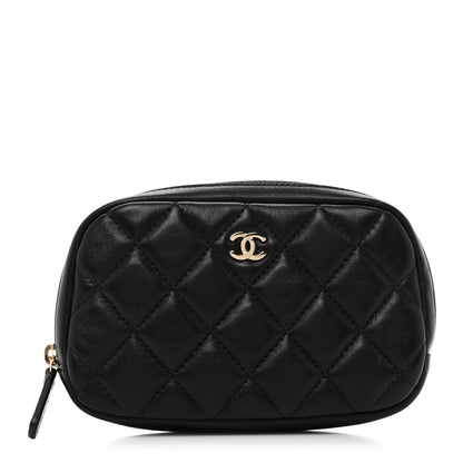 Chanel Lambskin Quilted Small Curvy Pouch Cosmetic Case Black 1 of 10