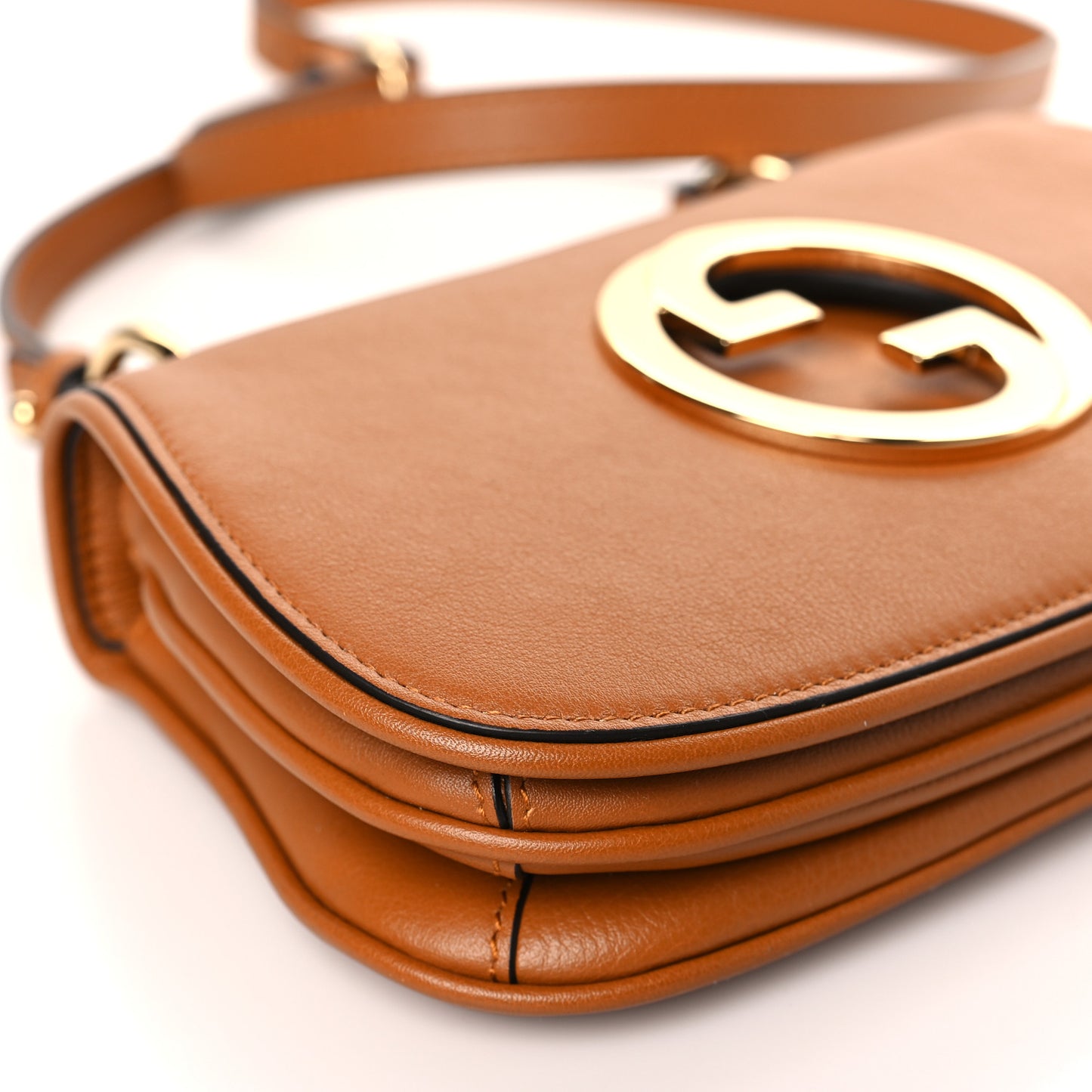Roxy Calfskin Web Mini Blondie Shoulder Bag Cognac