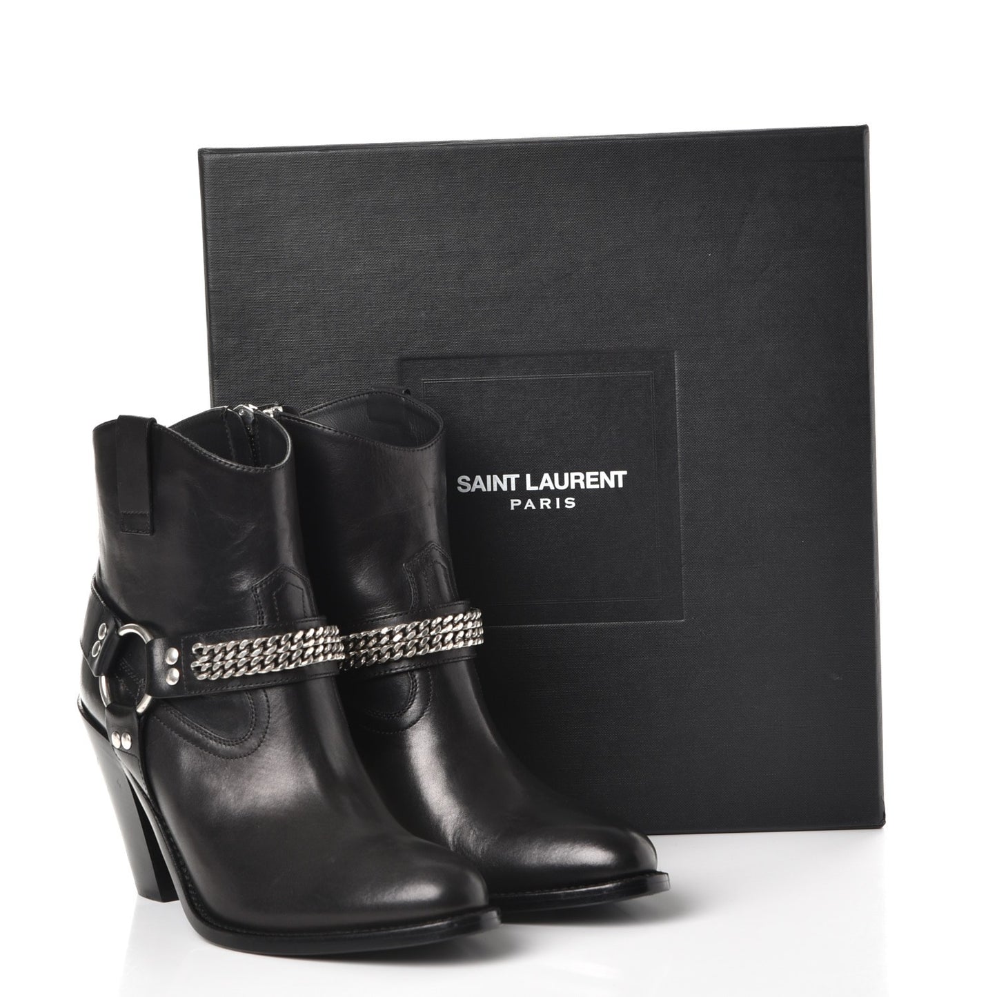 Calfskin Chain Harness Curtis 80 Ankle Boots 37 Black