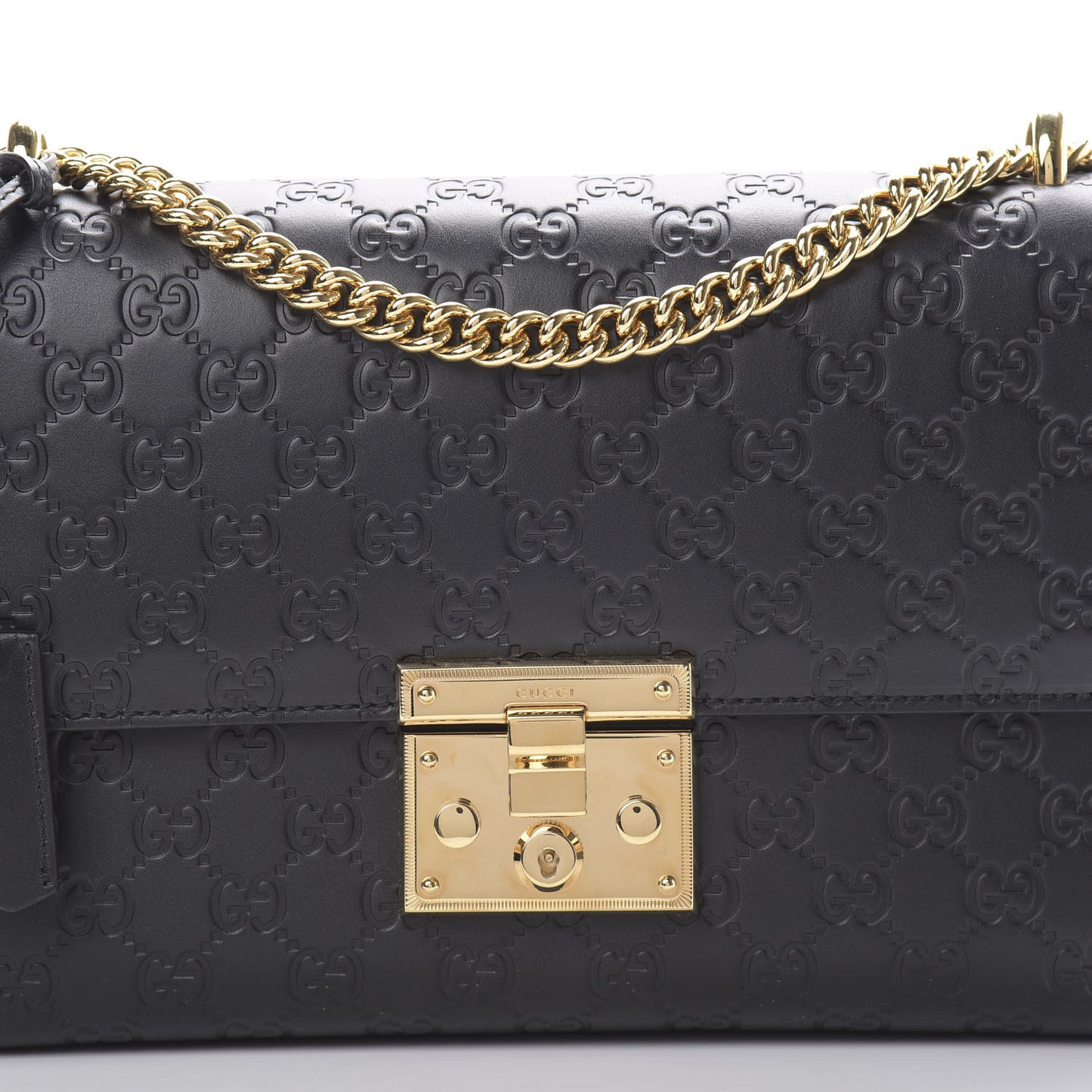 Guccissima Medium Padlock Shoulder Bag Black