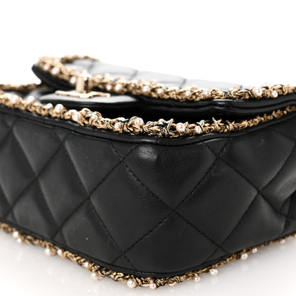 Chanel Lambskin Quilted Pearl Edge Mini Rectangular Flap Bag Black 10 of 12