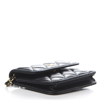 Chanel Lambskin Quilted Pearl Crush Clutch With Chain Black 4 of 12