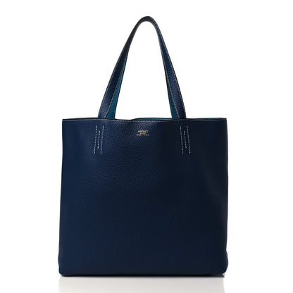 Hermes Taurillon Clemence Double Sens 45 Reversible Tote Bleu Izmir Bleu Saphir 1 of 15