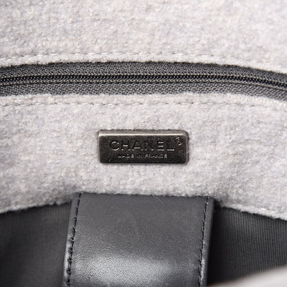 Chanel Felt Embroidered Small Crest Austrian Satchel Light Grey 6 of 10