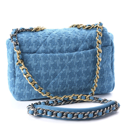 Chanel Tweed Quilted Medium 19 Flap Turquoise 3 of 11