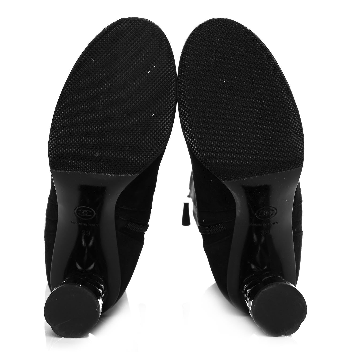 Chanel Suede Calfskin High Boots 39 Black 6 of 9