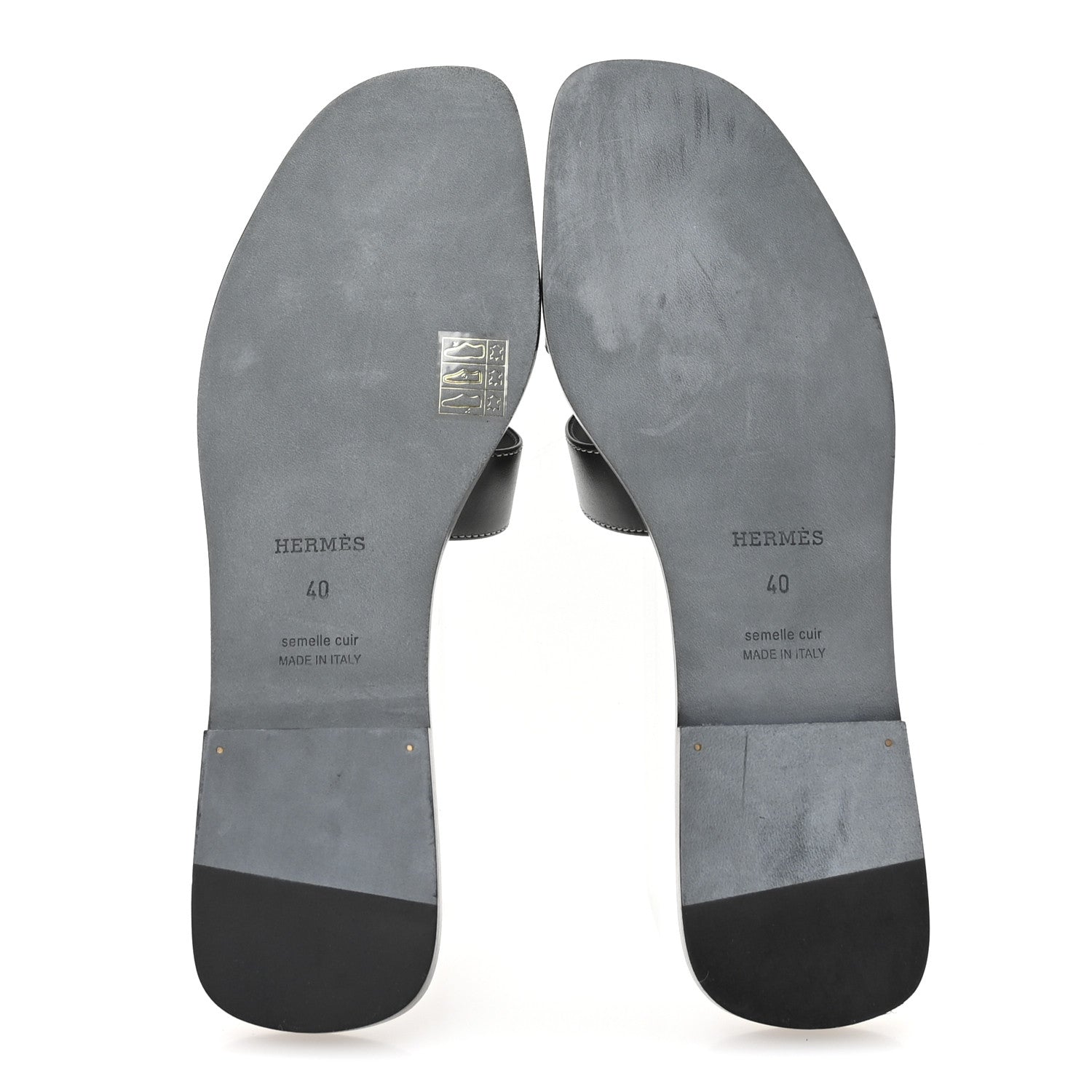 Hermes Box Calfskin Oran Sandals 40 Black 6 of 9