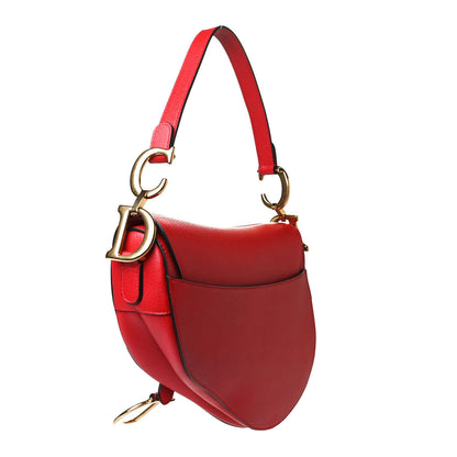Christian Dior Grained Calfskin Saddle Bag Red 5 of 23