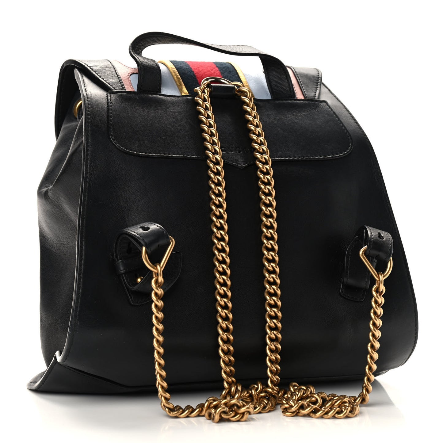 Calfskin Web GG Marmont Flap Chain Backpack Black