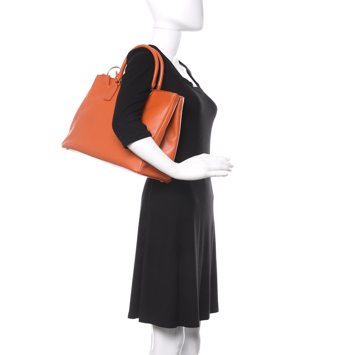 Saffiano Large Galleria Double Zip Tote Papaya