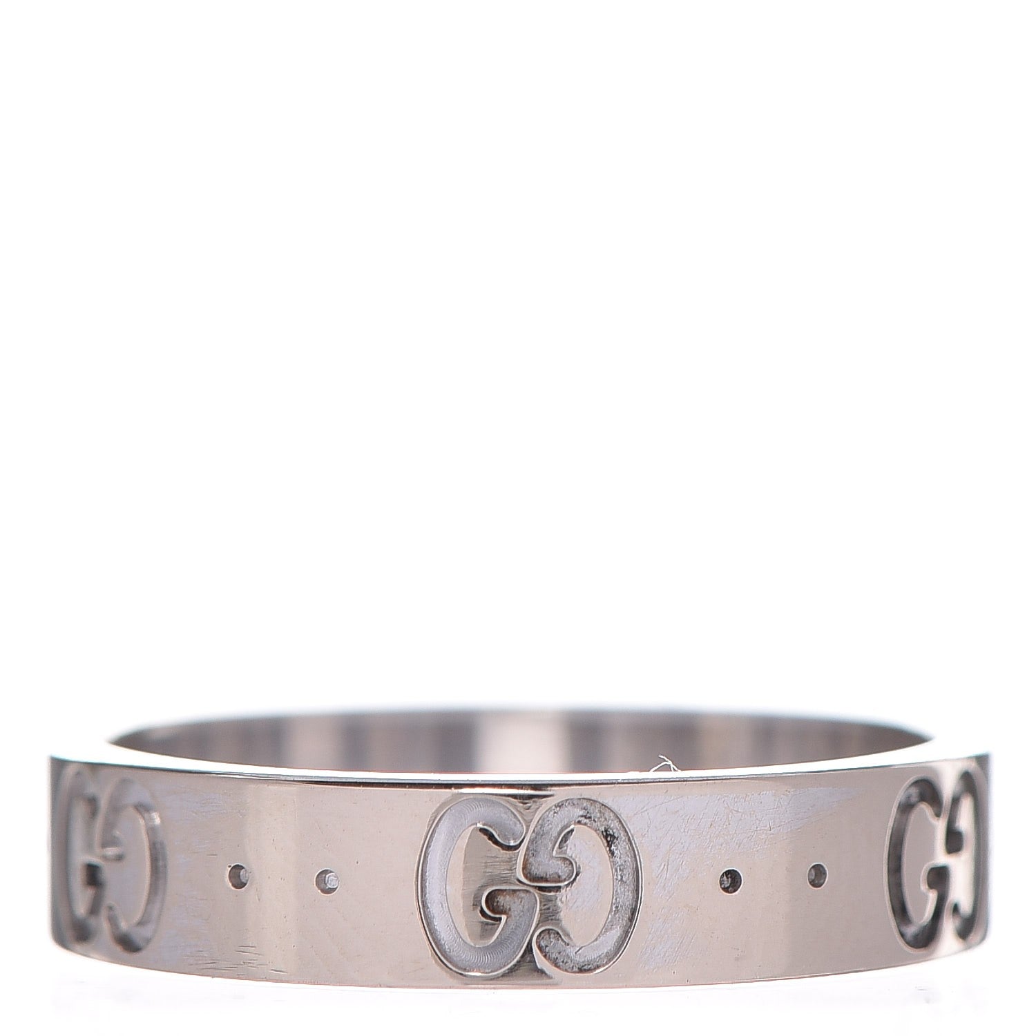Gucci 18K White Gold 4mm Icon Thin Band Ring 51 5.75 1 of 4