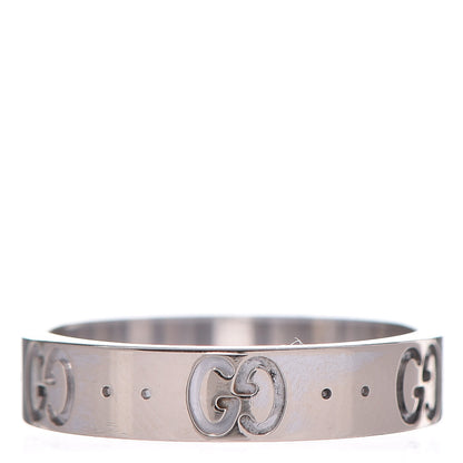 Gucci 18K White Gold 4mm Icon Thin Band Ring 51 5.75 1 of 4