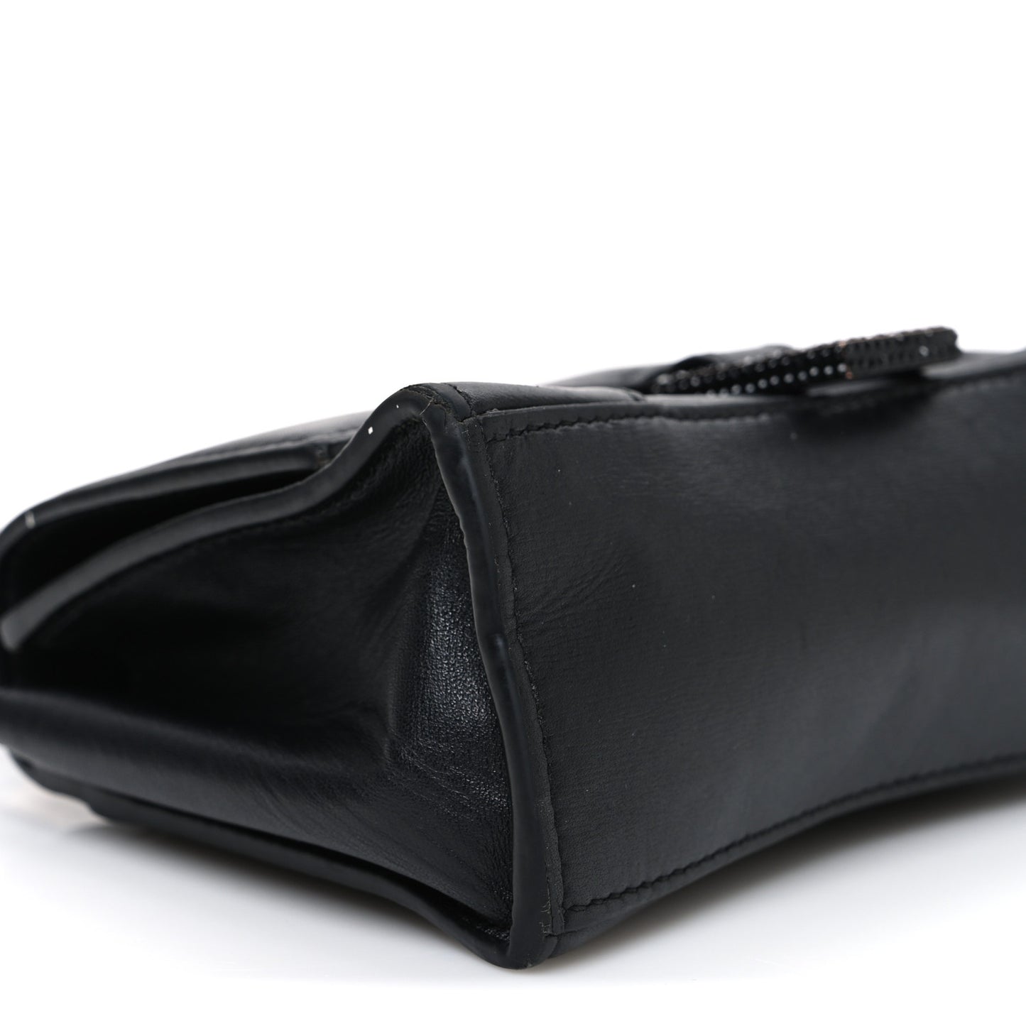 Shiny Box Calfskin Strass Hourglass Top Handle Bag XS Black