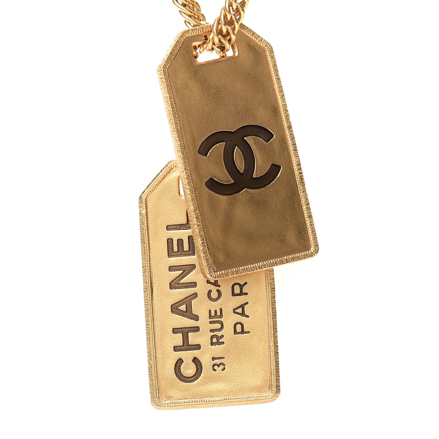 ID Dog Tag Charm Necklace Gold