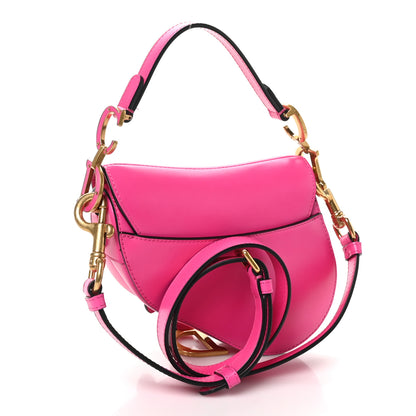 Christian Dior Supple Calfskin Mini Saddle Bag With Strap Passion Pink 2 of 9