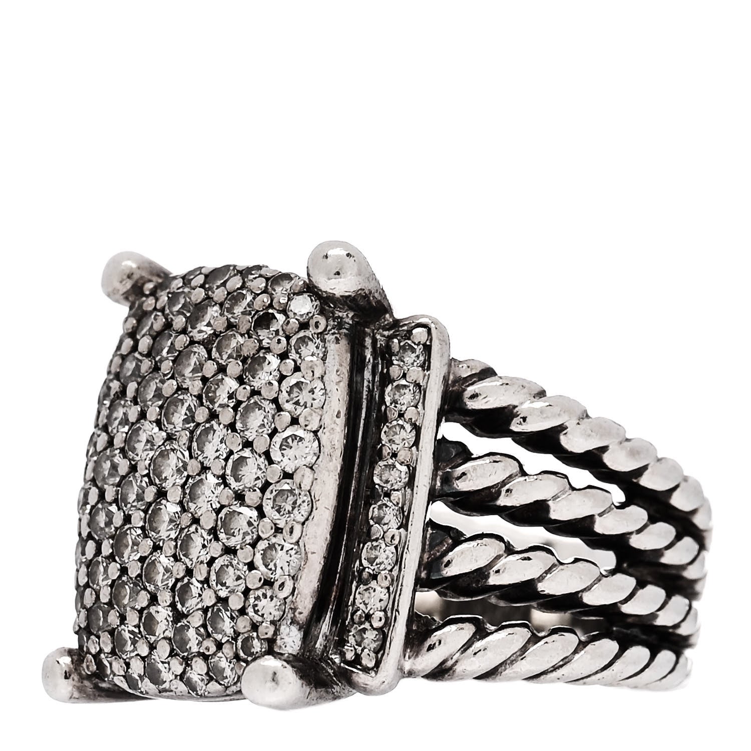David Yurman Sterling Silver Diamond 16mm Wheaton Ring 50 5.5 3 of 5