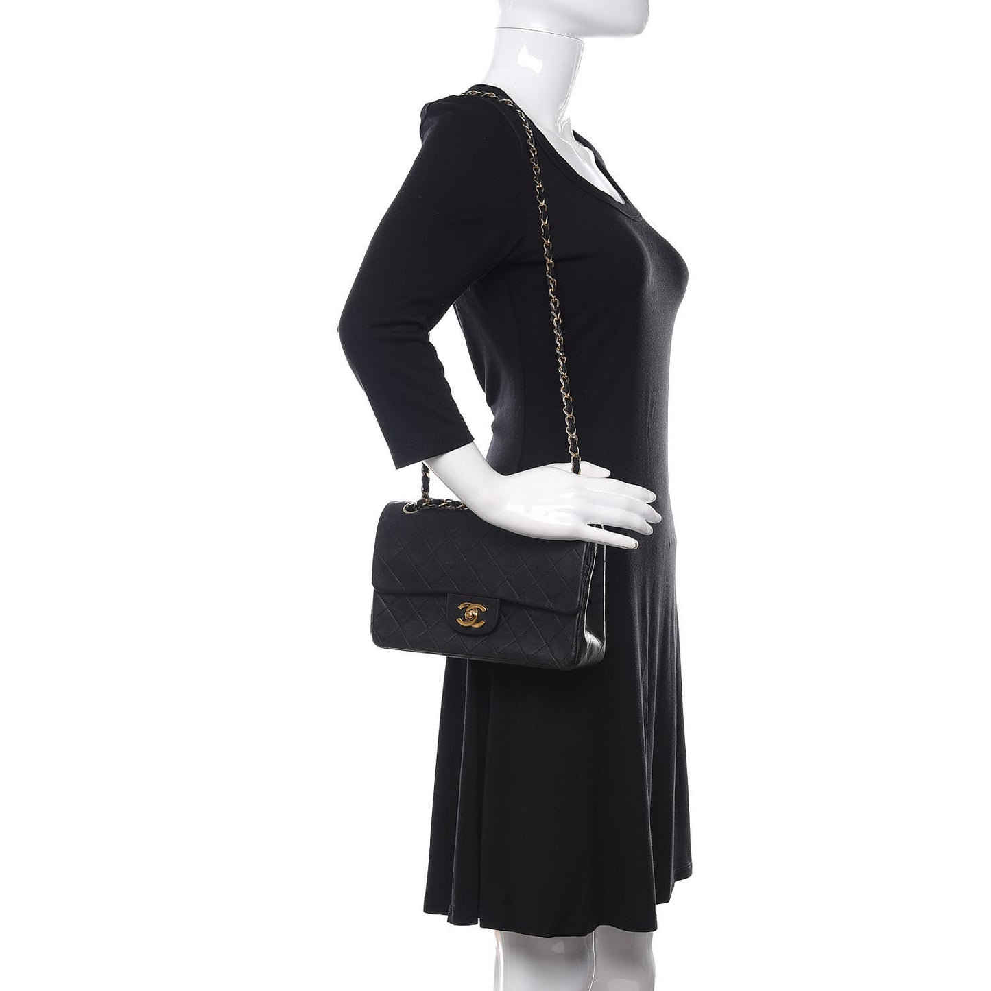 Lambskin Quilted Small Double Flap Black