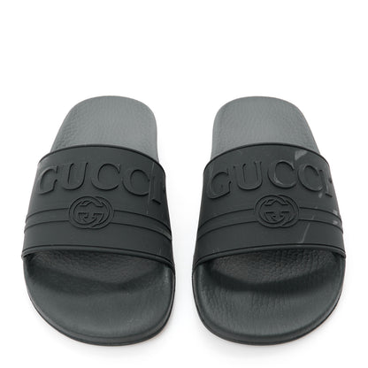 Gucci Rubber Womens Logo Slide Sandals 37 Black 2 of 10