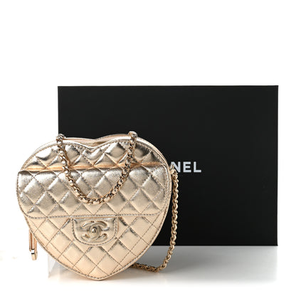 Chanel Metallic Lambskin Quilted Large CC In Love Heart Bag Gold 10 of 10