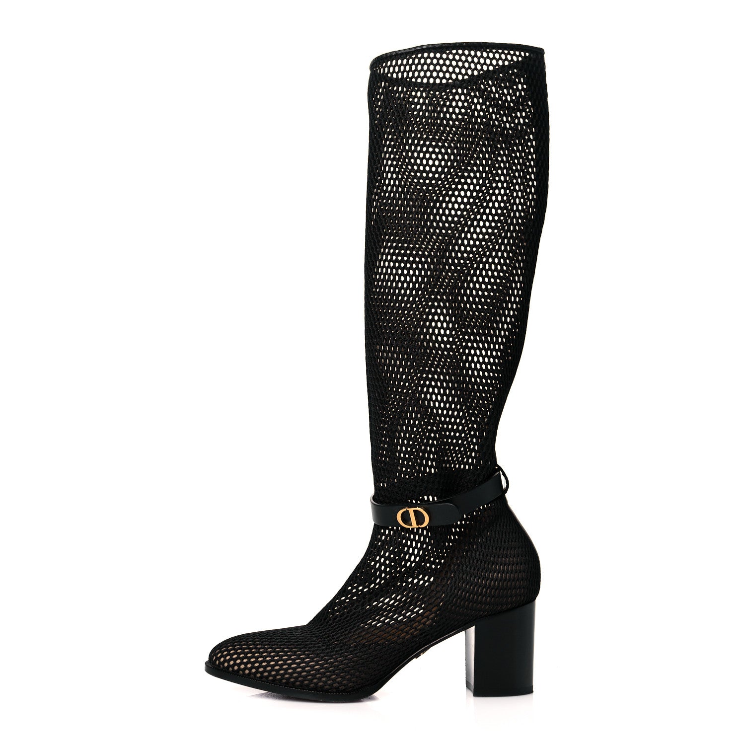 Christian Dior Calfskin Resille Empreinte High Boots 36 Black 1 of 10