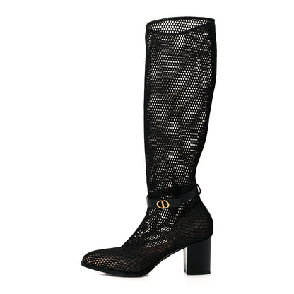 Christian Dior Calfskin Resille Empreinte High Boots 36 Black 1 of 10
