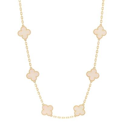Van Cleef & Arpels 18K Yellow Gold Mother of Pearl 10 Motifs Vintage Alhambra Necklace 1 of 6