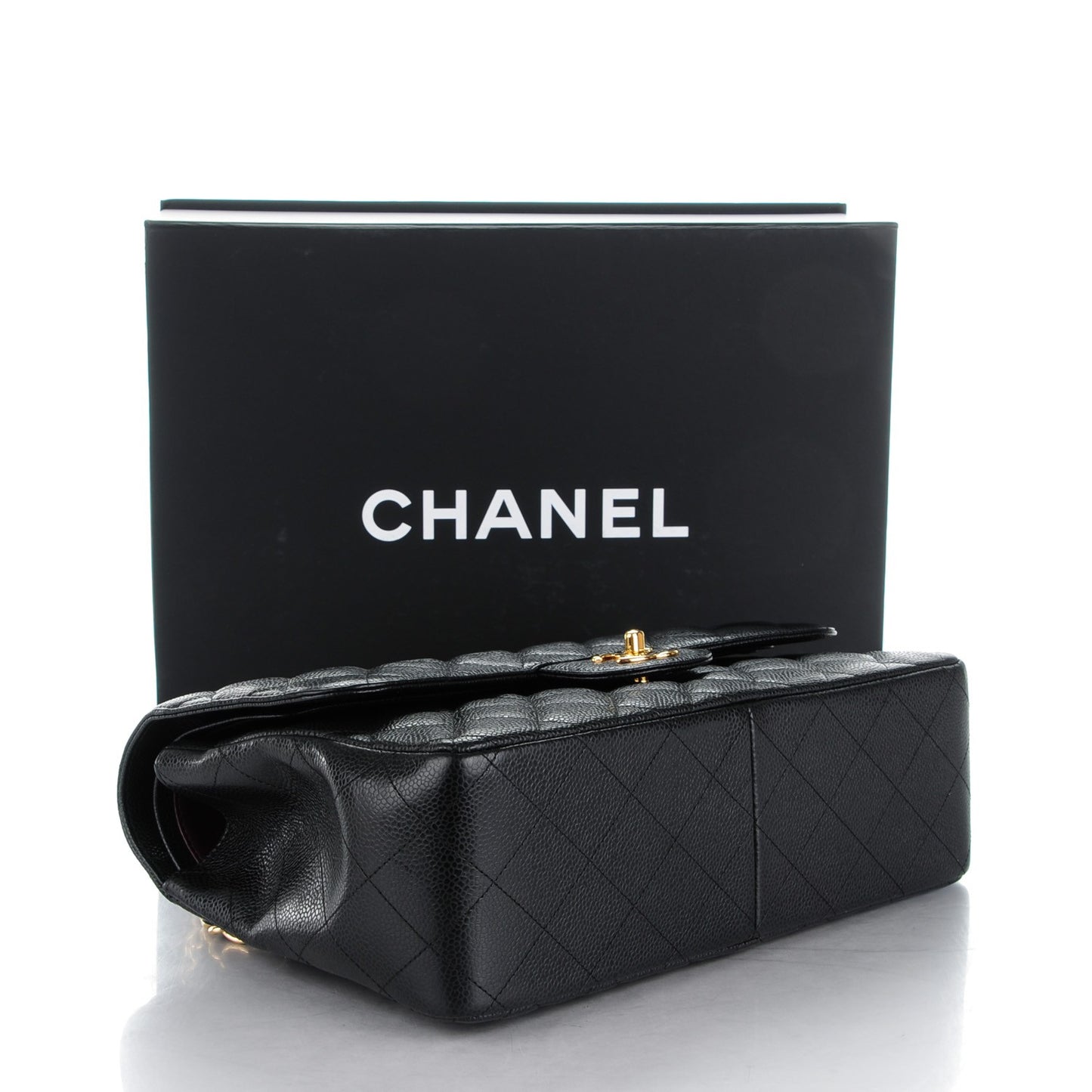 Caviar Quilted Jumbo Double Flap Black