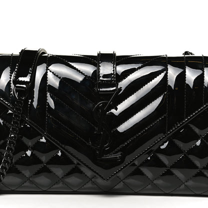 Saint Laurent Patent Mixed Matelasse Triquilt Small Monogram Satchel Black 8 of 11