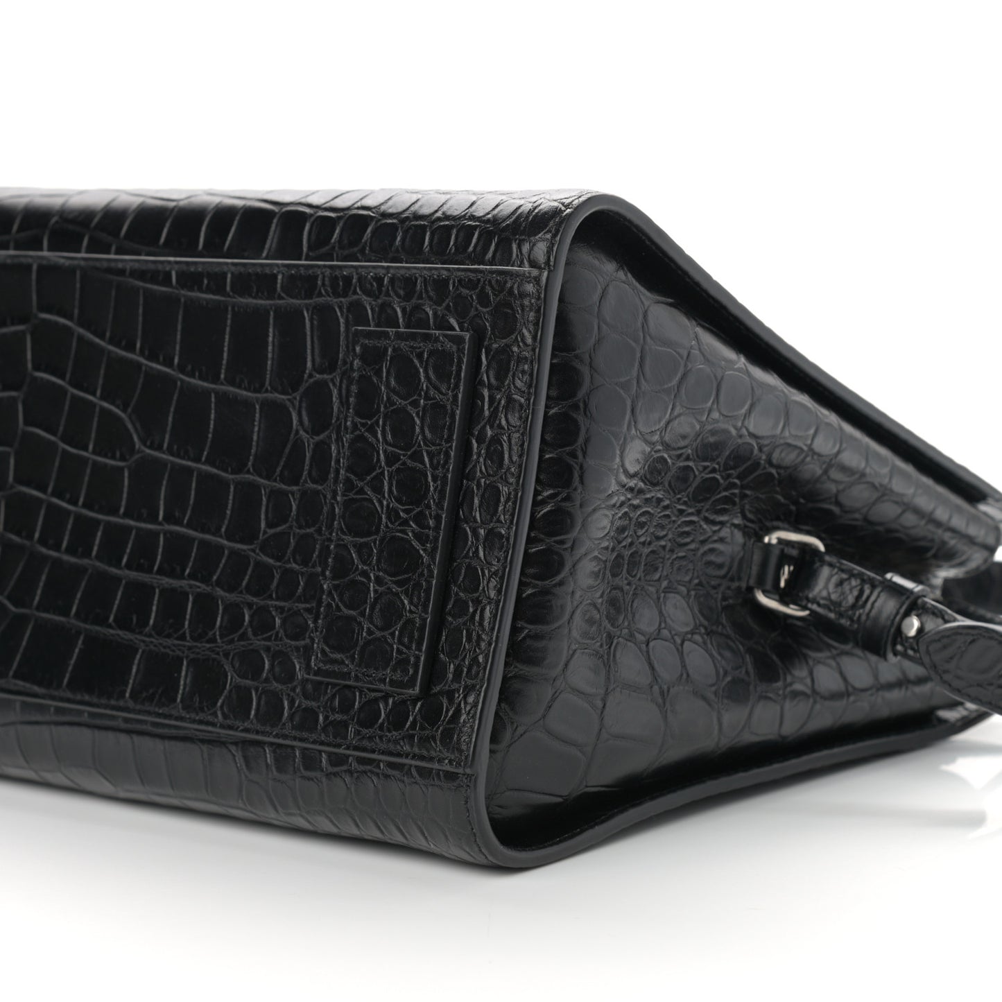 Calfskin Crocodile Embossed Large Jane Tote Bag Black