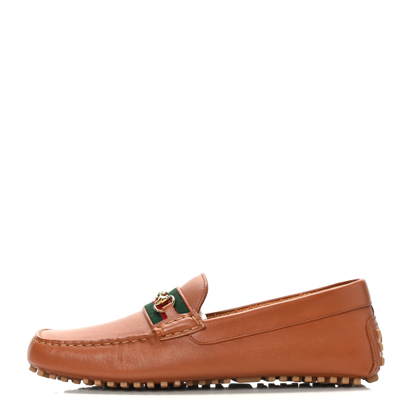 Soft Clove Calfskin Web Mens Horsebit Driver Loafers 9.5 Cognac